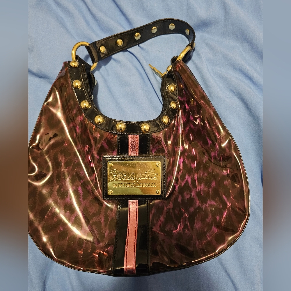 Betseyville Pink and Black Shoulder Bag with Bold Design